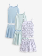 Green/Blue/Ditsy Short Cami Pyjamas 3 Pack (3-16yrs) - Image 5 of 10