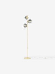 MADE.COM Smoked Glass/Brass Globe Floor Lamp - Image 1 of 3