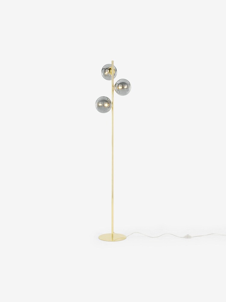MADE.COM Smoked Glass/Brass Globe Floor Lamp - Image 1 of 3 MADE.COM Smoked Glass/Brass Globe Floor Lamp - Image 1 of 3