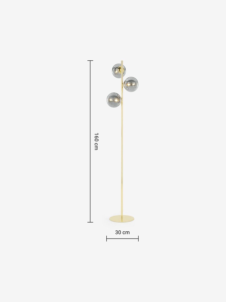 MADE.COM Smoked Glass/Brass Globe Floor Lamp - Image 3 of 3 MADE.COM Smoked Glass/Brass Globe Floor Lamp - Image 3 of 3