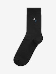 Black DIY Tools Fun Embroidered Socks 5 Pack - Image 4 of 7