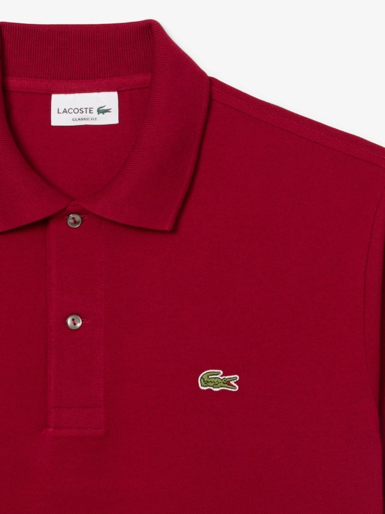 Lacoste Cherry Red Iconic L.12.12 Classic Fit Short Sleeve Polo Shirt - Image 2 of 4 Lacoste Cherry Red Iconic L.12.12 Classic Fit Short Sleeve Polo Shirt - Image 2 of 4