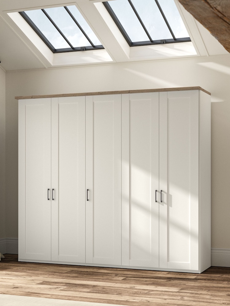 Wiemann White Truro 5 Door Wood Semi Fitted Wardrobe - Image 1 of 4