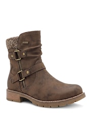 Pavers Brown Warm Lined Zip Up Ankle Boots - Image 2 of 5