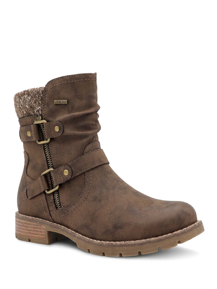Pavers Brown Warm Lined Zip Up Ankle Boots - Image 2 of 5