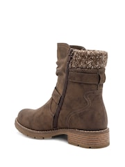 Pavers Brown Warm Lined Zip Up Ankle Boots - Image 3 of 5