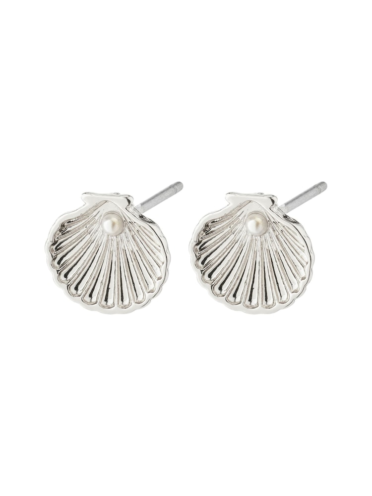 PILGRIM Silver Opal Seashell Earrings With a Little Bead - Image 1 of 3