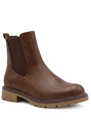 Pavers Tan Brown Wide Fit Warm Lined Chelsea Boots - Image 2 of 6