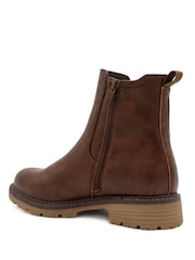Pavers Tan Brown Wide Fit Warm Lined Chelsea Boots - Image 3 of 6