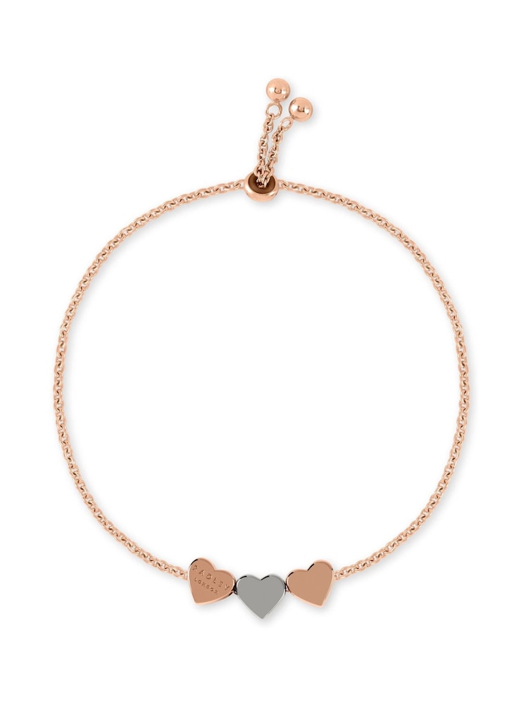 Radley 18ct Rose Gold Plated Love Heart Bracelet - Image 1 of 2