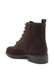 Pavers Chocolate Brown Suede Leather Lace & Zip Ankle Boots - Image 4 of 6