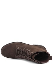 Pavers Chocolate Brown Suede Leather Lace & Zip Ankle Boots - Image 5 of 6