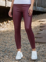 Rot - Threadbare Pu Lederimitat Leggings - Bild 3 von 4