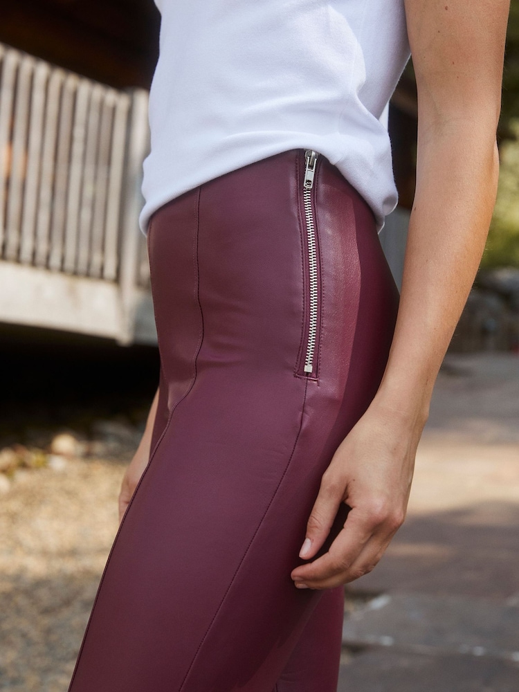 Rot - Threadbare Pu Lederimitat Leggings - Bild 4 von 4