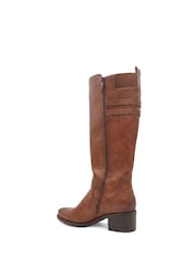 Pavers Brown Buckle Detail Zip Fasten Long Boots - Image 3 of 6