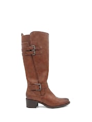 Pavers Brown Buckle Detail Zip Fasten Long Boots - Image 4 of 6