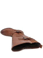 Pavers Brown Buckle Detail Zip Fasten Long Boots - Image 5 of 6