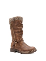 Braun - Pavers Kitted Cuff Zip Fasten Riding Boots - Bild 3 von 6