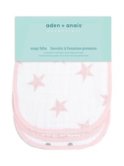 aden + anais Essentials Pink Snap Bibs Three Pack - Image 2 of 2