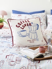 Fusion Blue Coffee Club Velvet Filled Cushion - Image 1 of 5