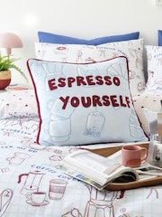 Fusion Blue Coffee Club Velvet Filled Cushion - Image 2 of 5