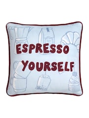 Fusion Blue Coffee Club Velvet Filled Cushion - Image 5 of 5