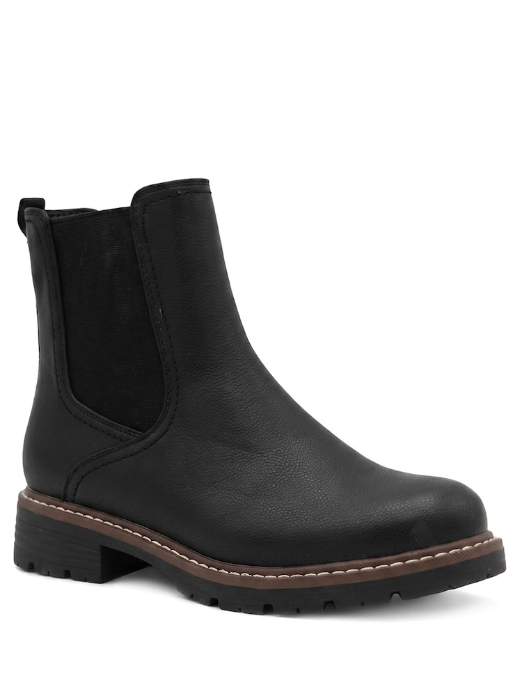 Pavers Black Wide Fit Warm Lined Chelsea Boots - Image 2 of 6