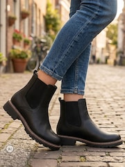 Pavers Black Wide Fit Warm Lined Chelsea Boots - Image 6 of 6