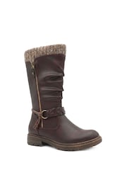 Burgunderrot - Pavers Kitted Cuff Zip Fasten Riding Boots - Bild 3 von 6