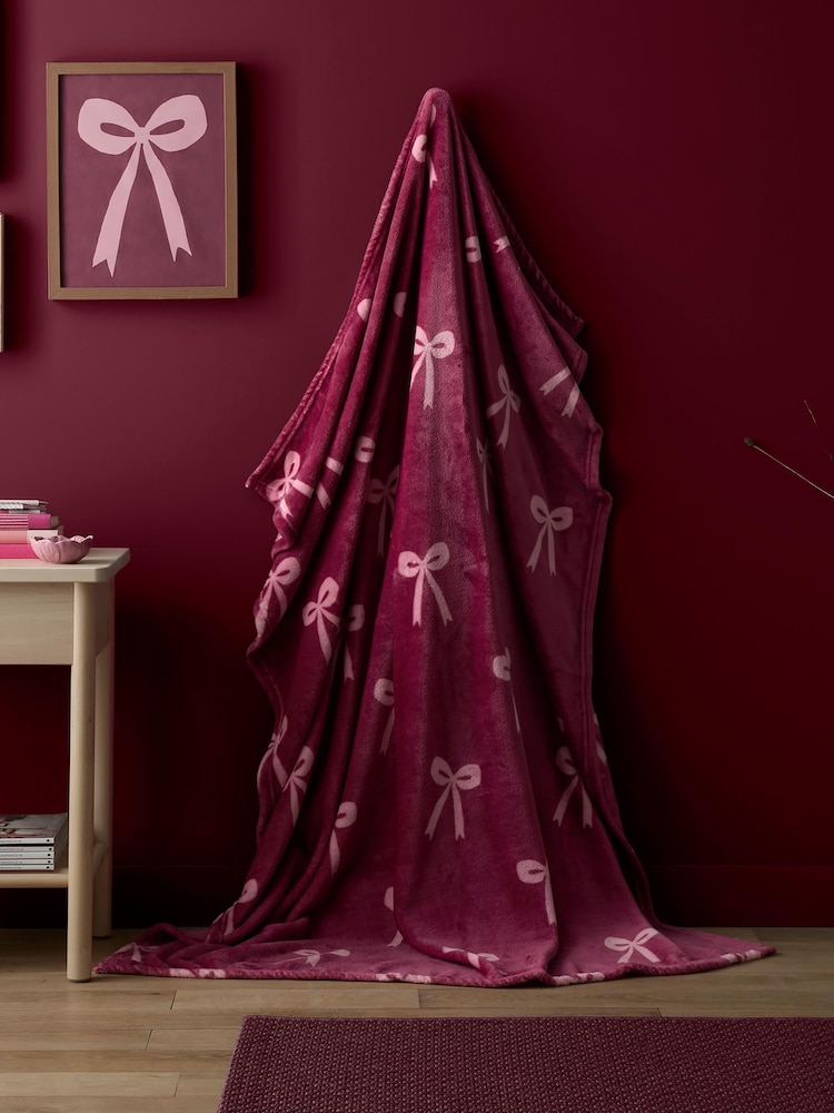 Fusion Red Bows Fleece Throw - Image 1 of 5 Fusion Red Bows Fleece Throw - Image 1 of 5