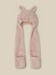 Monsoon Pink 3-In-1 Fluffy Bunny Hat Scarf - Image 1 of 2