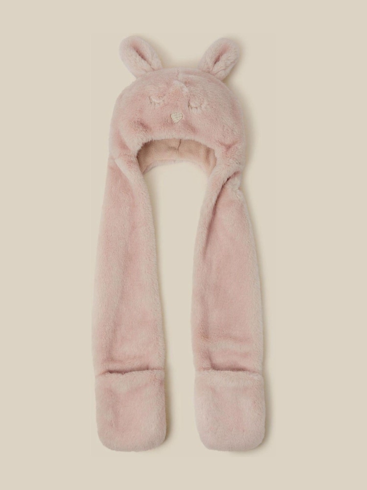 Monsoon Pink 3-In-1 Fluffy Bunny Hat Scarf - Image 1 of 2 Monsoon Pink 3-In-1 Fluffy Bunny Hat Scarf - Image 1 of 2