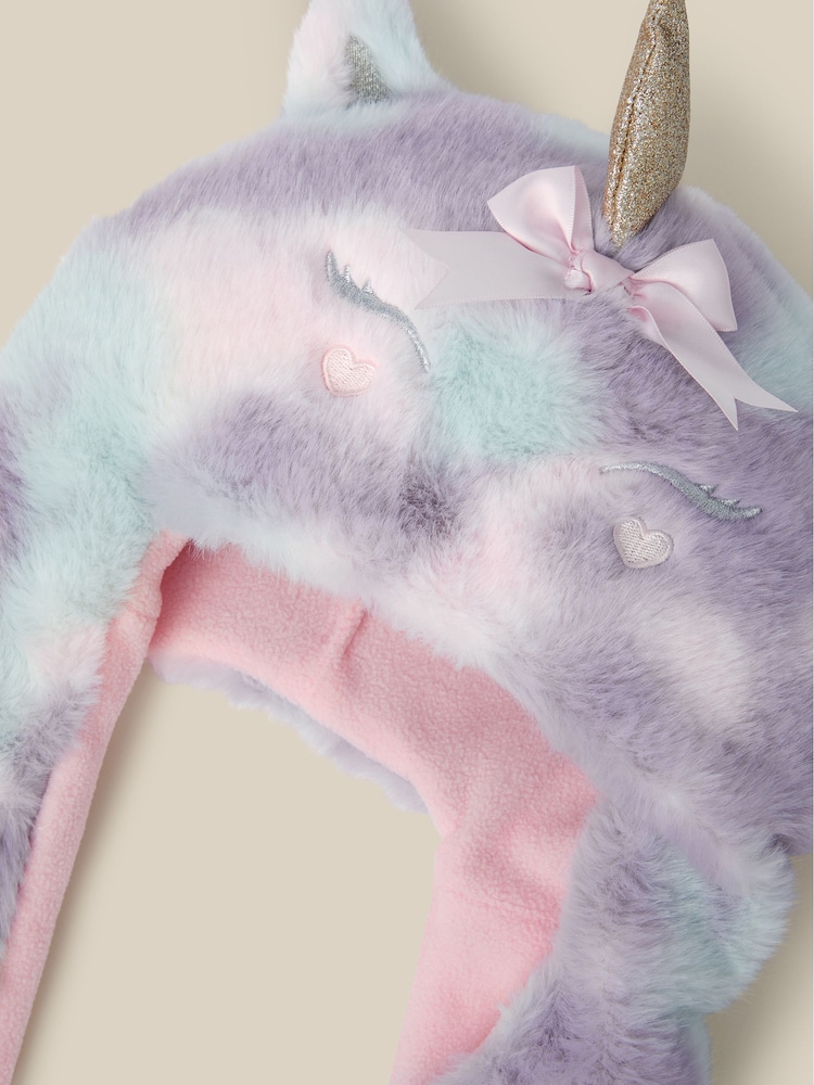 Monsoon Pink 3-in-1 Fluffy Unicorn Hat Scarf - Image 2 of 2 Monsoon Pink 3-in-1 Fluffy Unicorn Hat Scarf - Image 2 of 2
