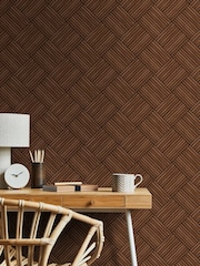 Hoopla Walls Walnut Diamond Slat Small Wallpaper - Image 1 of 2