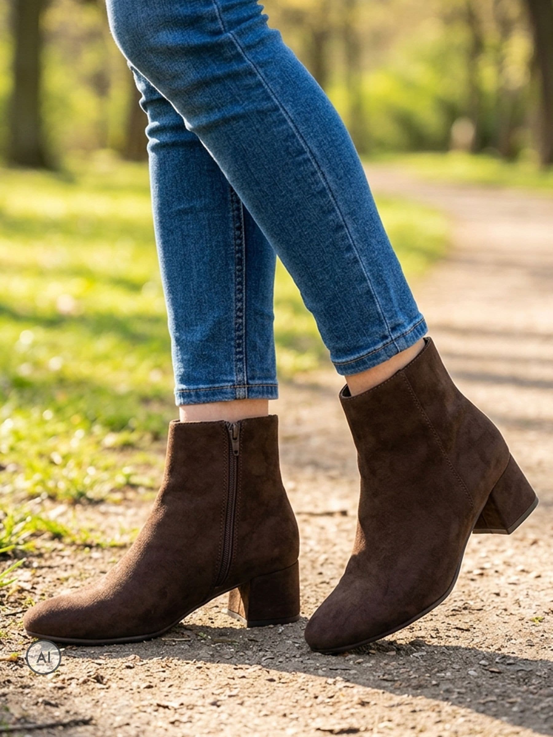 Pavers Women's Brown Smart Block Heel Ankle Boots With Warm Lining - Image 1