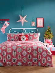 Fusion Red Christmas Vintage Frames Velvet Filled Cushion - Image 3 of 5