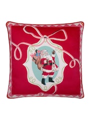 Fusion Red Christmas Vintage Frames Velvet Filled Cushion - Image 4 of 5