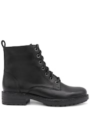 Pavers Black Leather Lace & Zip Ankle Boots - Image 1 of 5