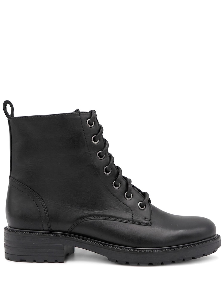 Pavers Black Leather Lace & Zip Ankle Boots - Image 1 of 5 Pavers Black Leather Lace & Zip Ankle Boots - Image 1 of 5
