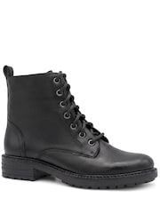 Pavers Black Leather Lace & Zip Ankle Boots - Image 2 of 5