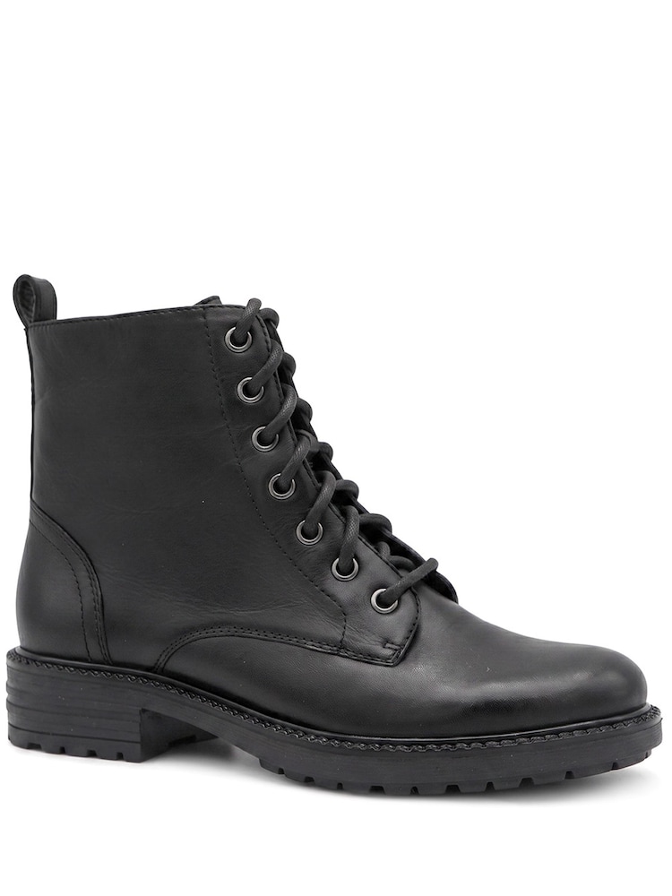 Pavers Black Leather Lace & Zip Ankle Boots - Image 2 of 5 Pavers Black Leather Lace & Zip Ankle Boots - Image 2 of 5