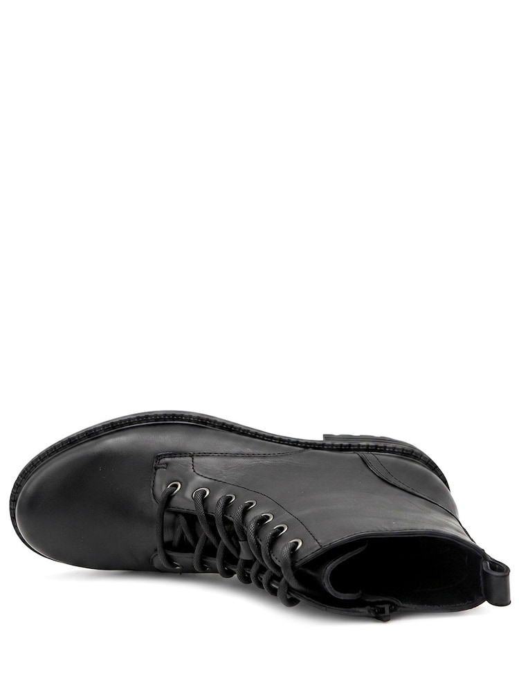 Pavers Black Leather Lace & Zip Ankle Boots - Image 5 of 5 Pavers Black Leather Lace & Zip Ankle Boots - Image 5 of 5