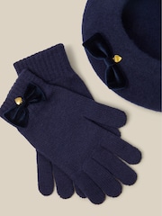 Monsoon Velvet Bow Wool Beret & Gloves Set - Bild 2 von 2
