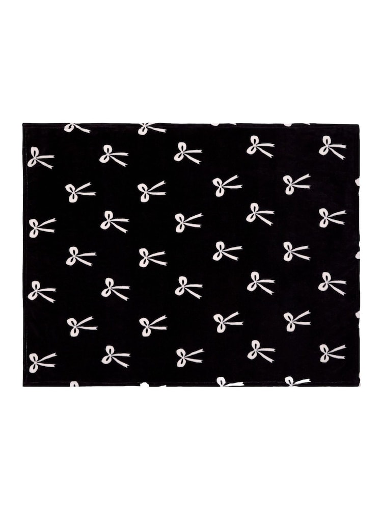 Fusion Black Bows Fleece Throw - Image 5 of 5