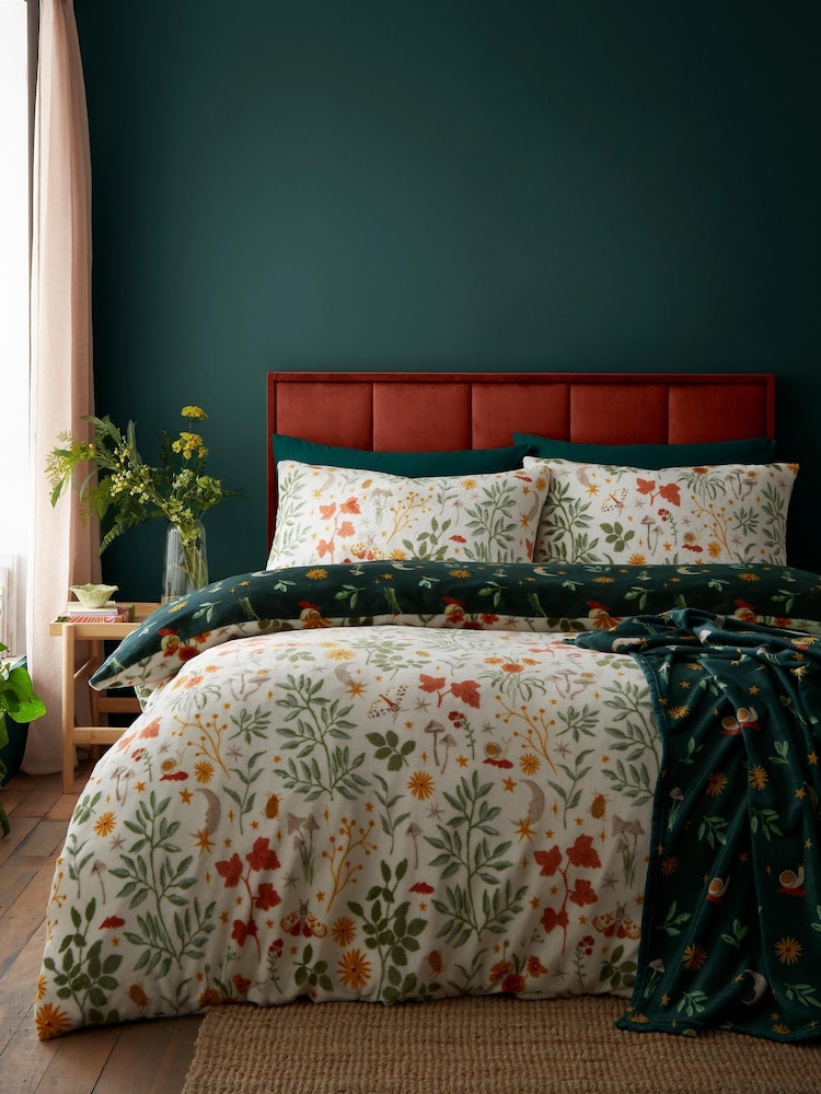 Fusion Green Botanical Mushrooms Fleece Throw - Image 2 of 5 Fusion Green Botanical Mushrooms Fleece Throw - Image 2 of 5