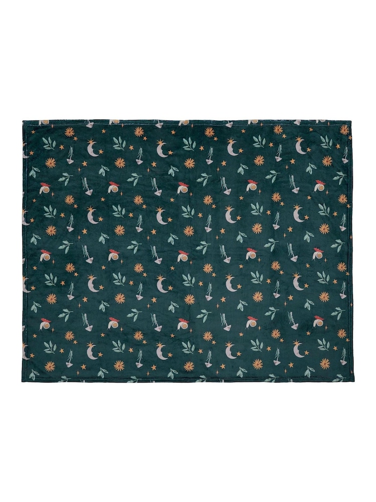 Fusion Green Botanical Mushrooms Fleece Throw - Image 5 of 5 Fusion Green Botanical Mushrooms Fleece Throw - Image 5 of 5