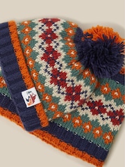 Monsoon Blue Fair Isle Bobble Hat,Gloves and Scarves Set - Image 2 of 2
