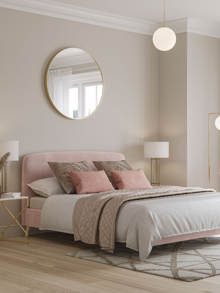 Pink Blush Opulent Velvet Matson Upholstered Bed Frame - Image 2 of 9