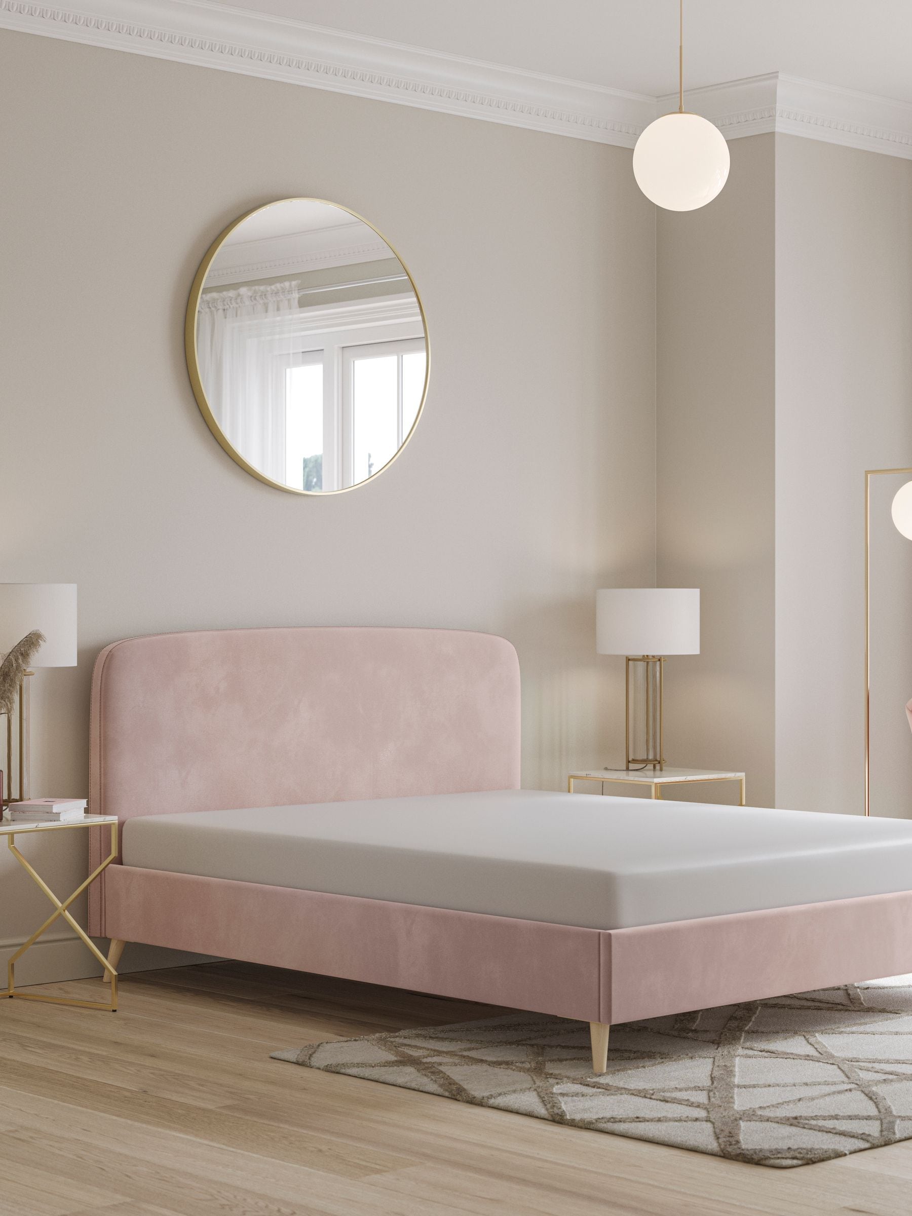 Buy Pink Blush Opulent Velvet Matson Upholstered Bed Frame from the Next UK online shop