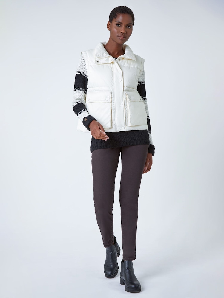 Roman White Pocket Detail Quilted Gilet - Image 2 of 5
